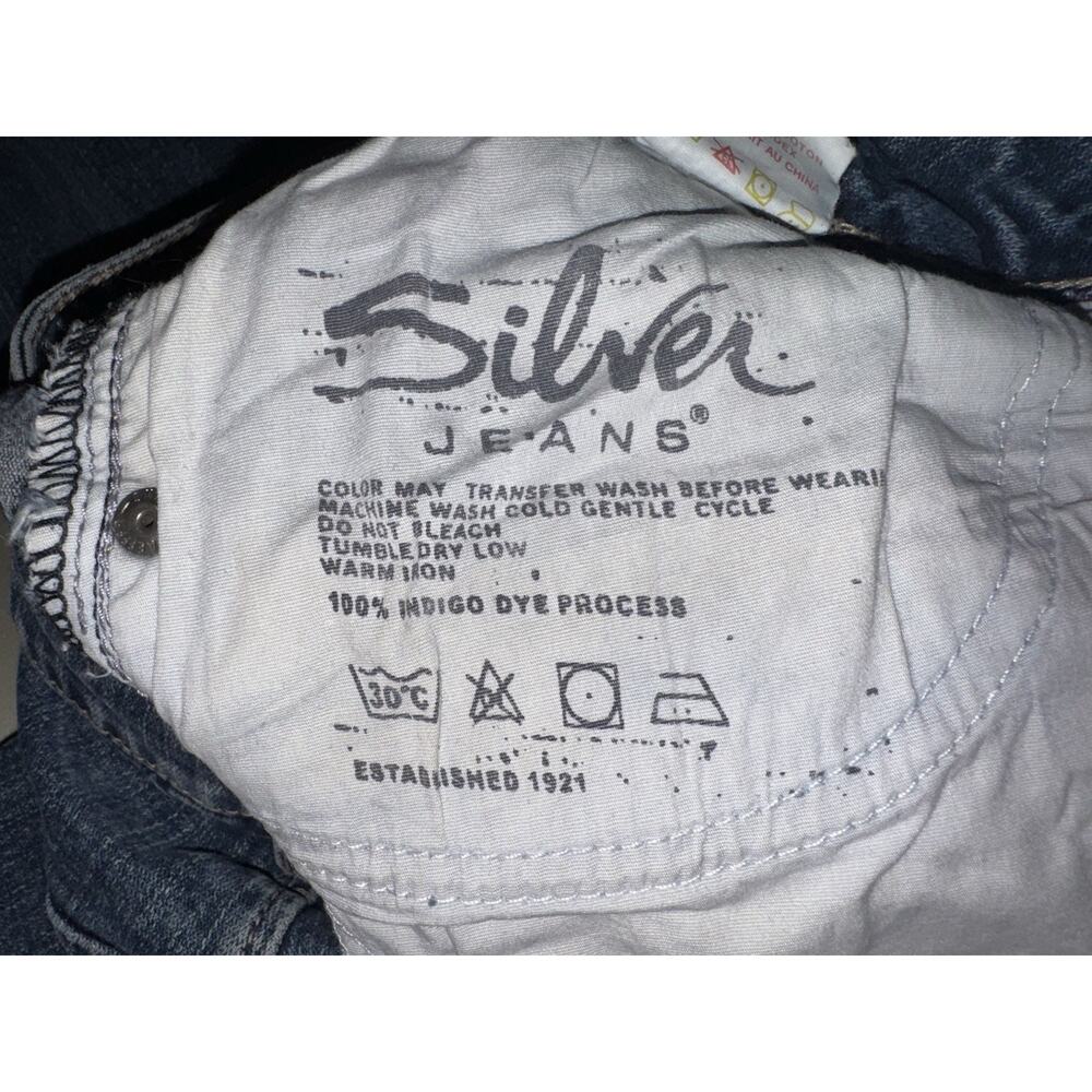 Y2K Silver Jeans Womens Size 29 Low Rise Dark Wash Bootcut Flare Denim Stretch - Picture 10 of 12